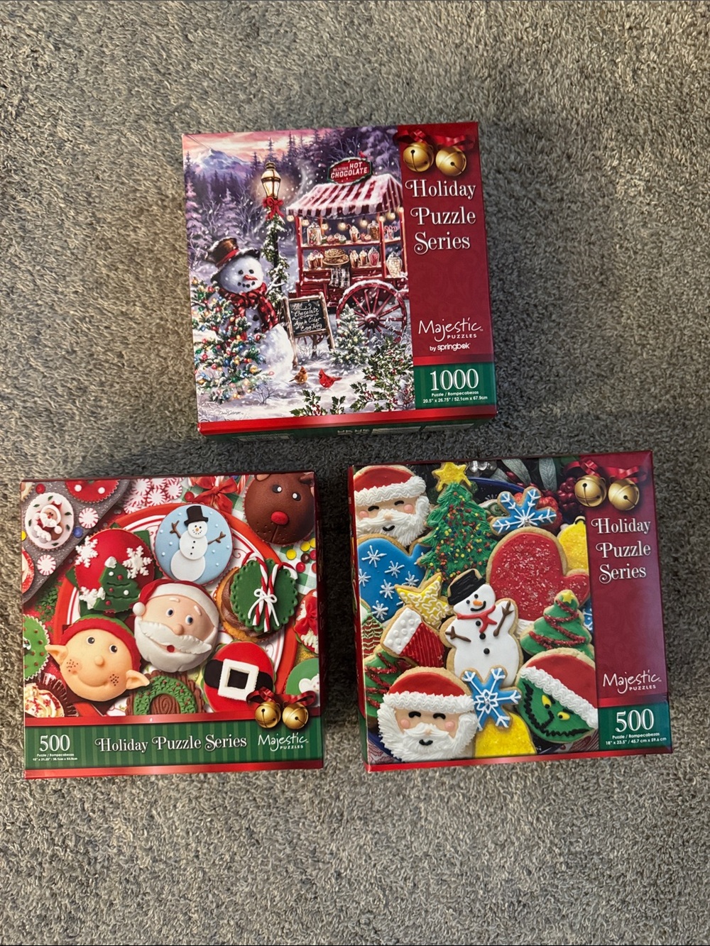 Set of 3 Majestic Holiday Puzzle Series Assorted Red Boxed Jigsaw Puzzles